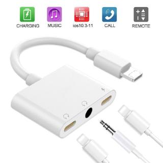 3 in 1 Charging Audio Adapter Splitter Lightning to 3.5mm Headphone Jack Aux iPhone Charging Cable Cáp Chia Cổng Sạc Và Tai Nghe 3 Trong 1 Cho Iphone