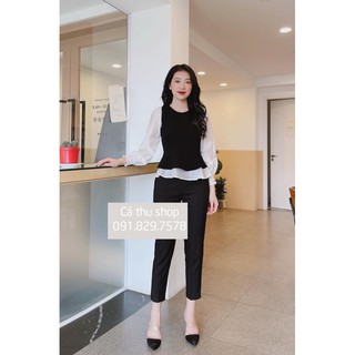 Áo peplum phối tay