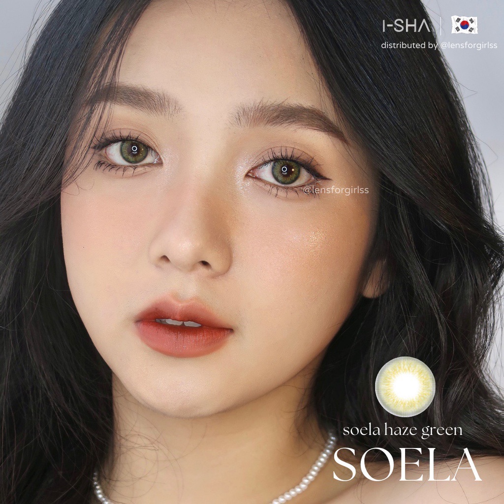 Kính áp tròng Soela Eye Haze Green chính hãng Isha Made in Korea | Hsd 8-12 tháng | Lens cận