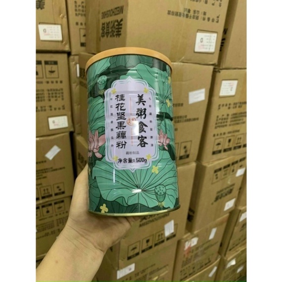 Hộp 500gram Bột Chè Củ Sen Hạnh Nhân Dưỡng Nhan MEIZHOUSHIKE ( ngũ cốc xanh)