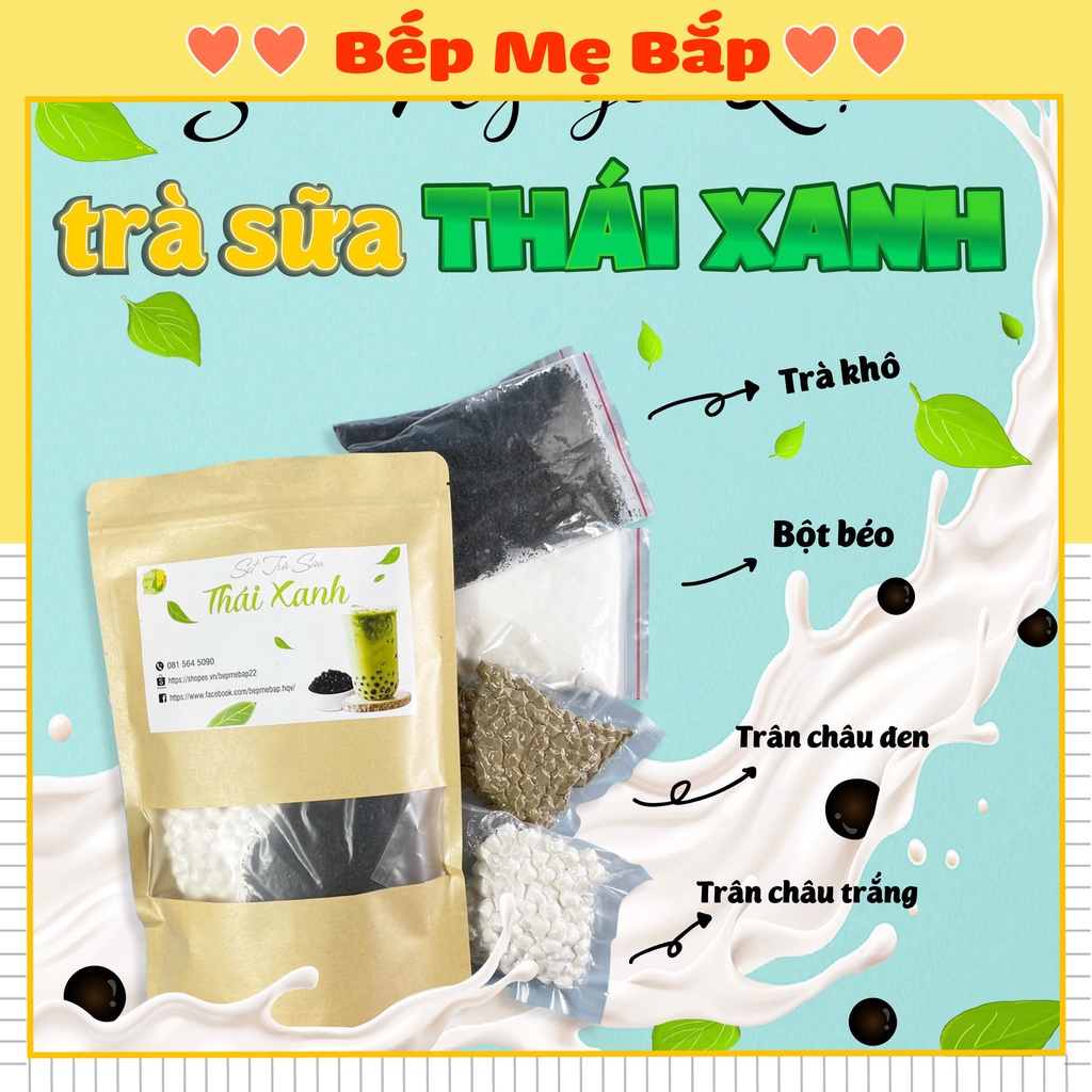 Trà Thái Xanh thơm ngon - Set trà sữa 2-3 lít - BẾP MẸ BẮP