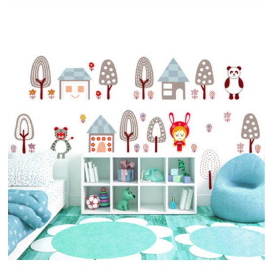 Decal trang trí tường Gấu trúc và các bạn