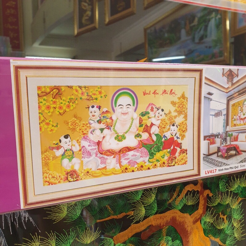Tranh đính đá phật di lạc KT:100x60cm .Tranh gắn đá chưa gắn