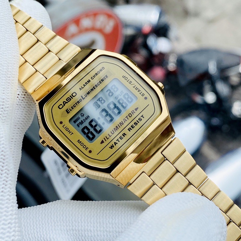 Đồng hồ điện tử nam nữ Casio A168 Gold LA670 Gold