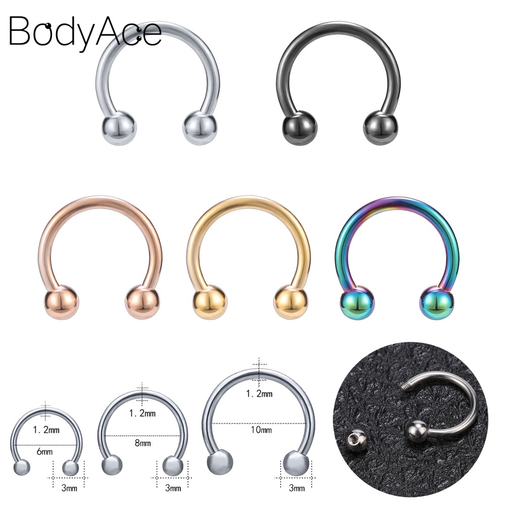1 Bộ Khuyên Xỏ Cơ Thể Helix Cartialge 5 Cái/Mũi/Môi/Tai/Môi Bằng Thép Không Gỉ 316L