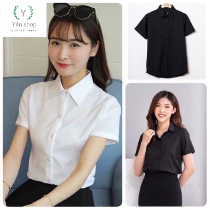 Áo sơ mi trăng cộc tay