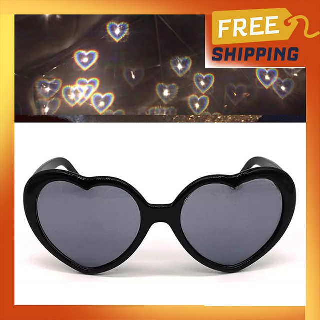 Kính Râm Mát Thời Trang Unisex Có Hiệu Ứng Trái Tim Khi Đeo Ban Đêm Độc Đáo Cá Tính