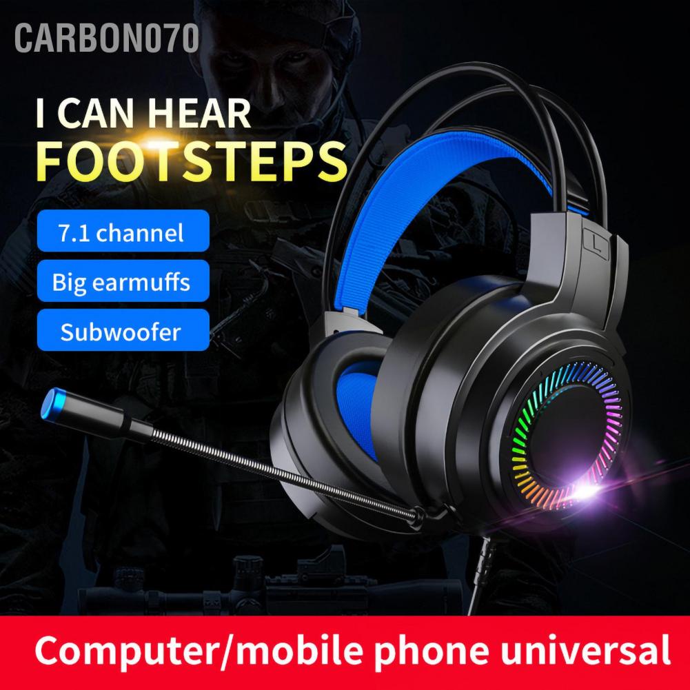 Carbon070 Tai nghe có dây chơi game Đa chức năng 7.1 Kênh âm thanh dành cho PC 3 5mm đầy màu sắc với Mic để