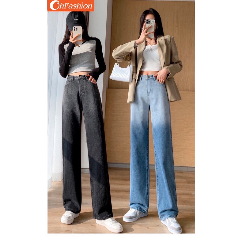 Quần Jeans Nữ Ống Suông Phối Màu Cao Cấp OHS3901 | BigBuy360 - bigbuy360.vn