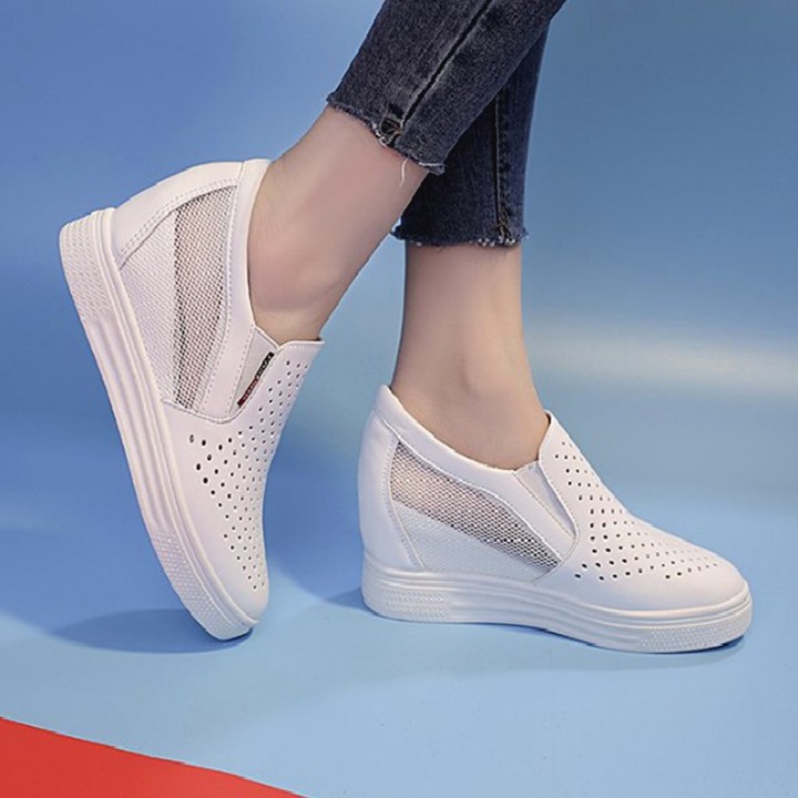 [CHẤT LƯỢNG_CÓ TRỢ SHIP] Giày độn đế nữ, giày slip on nữ độn đế lưới V3 êm chân, Hàng Quảng Châu loại 1