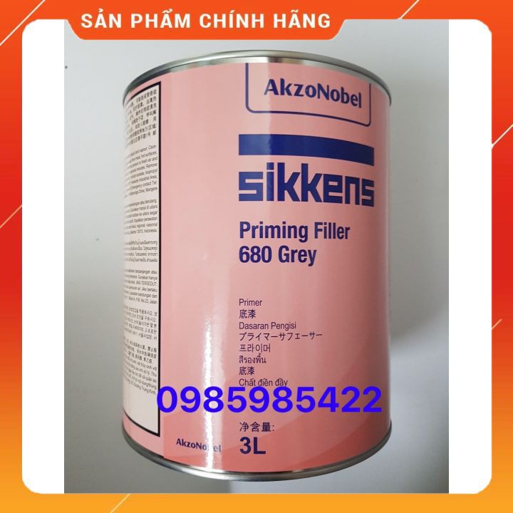 Sơn lót xám lót 1K hãng Sikkens 680 lon 3L ( Sơn oto xe máy )