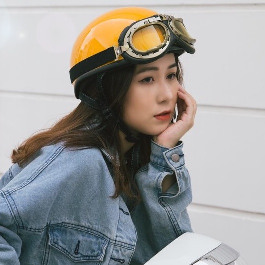 [HÀNG CAO CẤP] Mũ Bảo Hiểm HRA Vàng Cam Bóng (Kèm kính) - Mũ Bảo Hiểm Nửa Đầu Thiết Kế Cao Cấp