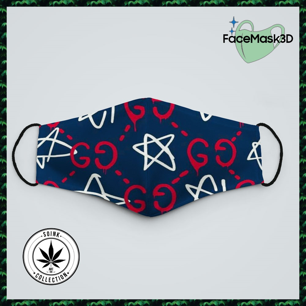 Khẩu Trang Vải In Hình G.U.C.C.I_22 SoInk Vải Cotton 100%, Kháng Khuẩn, Có Thể Giặt Và Tái Sử Dụng Dành cho Nam Nữ