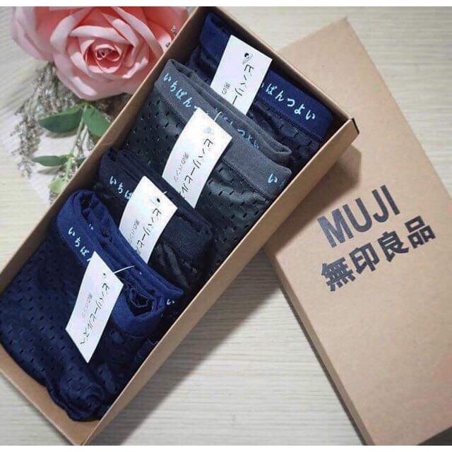 Hộp 4 Quần sịp đùi Nam Quần Sịp boxer Muji Nhật Bản Thông Hơi Thoáng Khí Kháng Khuẩn DPS11
