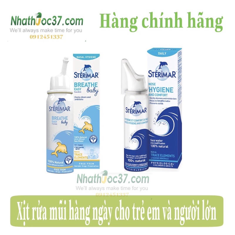 Dung Dịch Nước Muối Biển Xịt Mũi Cho Trẻ Em Và Người Lớn Sterimar Giúp Làm Sạch