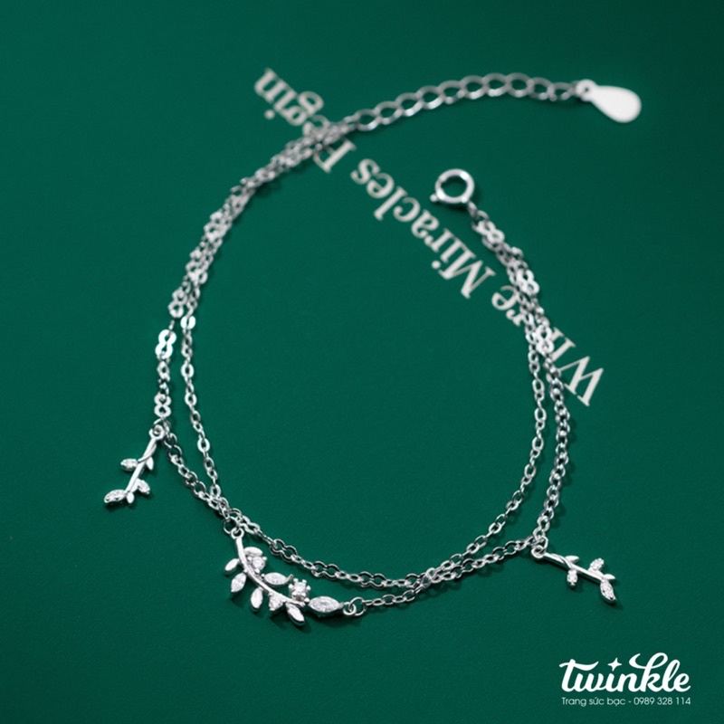 [Mã SKAMLTSM9 giảm 10% đơn 99K] Vòng tay bạc 925 xích charm chữ nhật treo của nữ - Made Twinkle Silver