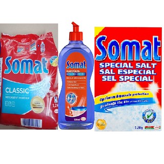 Bộ bột rửa bát Somat + muối rửa bát Somat 1,2kg +nước làm bóng somat 50ml