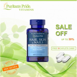 Viên uống bổ tóc, da, móng Puritan's Pride Hair, Skin & Nails One Per Day Formula 60 viên