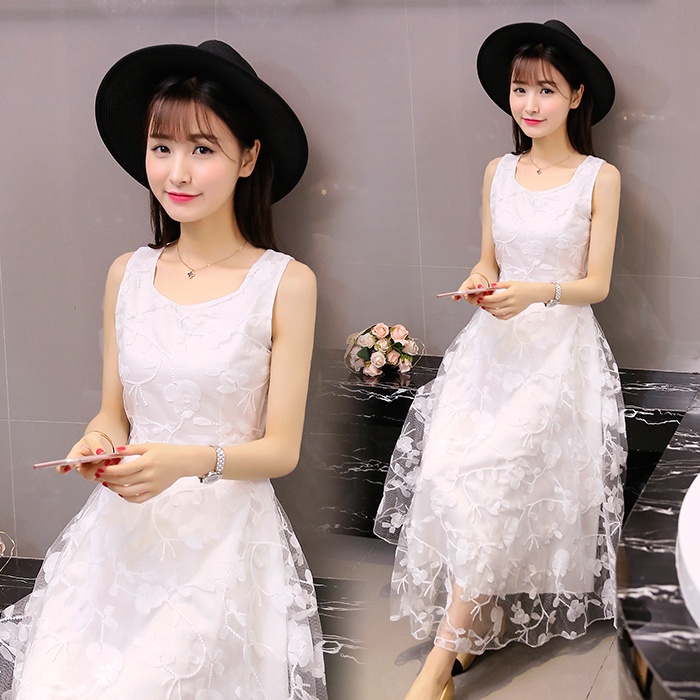 Đầm Chiffon Mùa Hè 2020 Phối Ren Thêu Họa Tiết Hàng Có Sẵn K4444 50% Cho Nữ