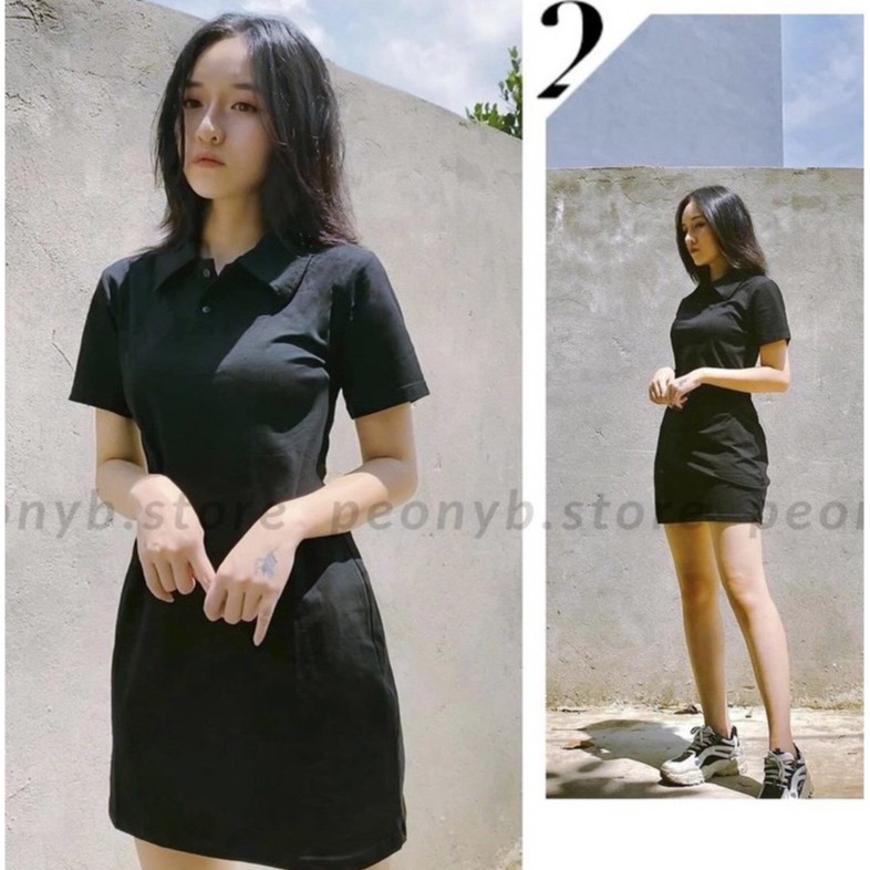 Váy Polo Shynstores - váy suông nữ cổ bẻ trên gối vải cotton 4 chiều dày đẹp freeship