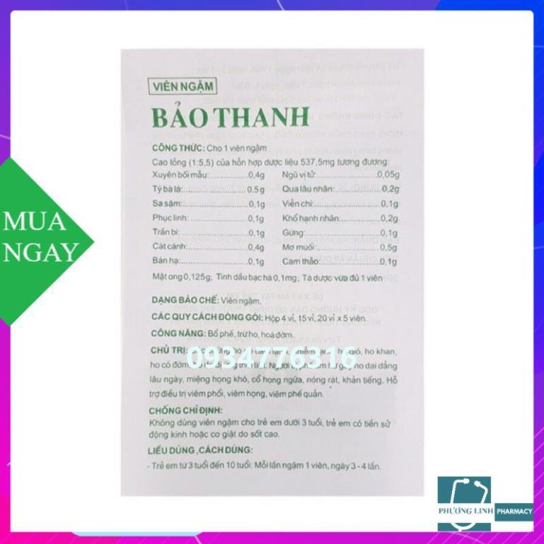 Kẹo ngậm bảo thanh bổ phế ,trừ ho, tiêu đờm