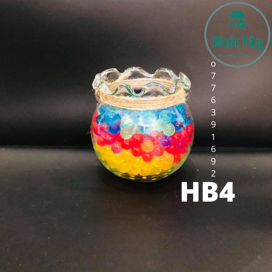 Bể cá thủy tinh, hồ thuỷ sinh GLASS mini FISH TANK TERRARIUM trang trí để bàn văn phòng 500ml BT-HB418 D9 H11