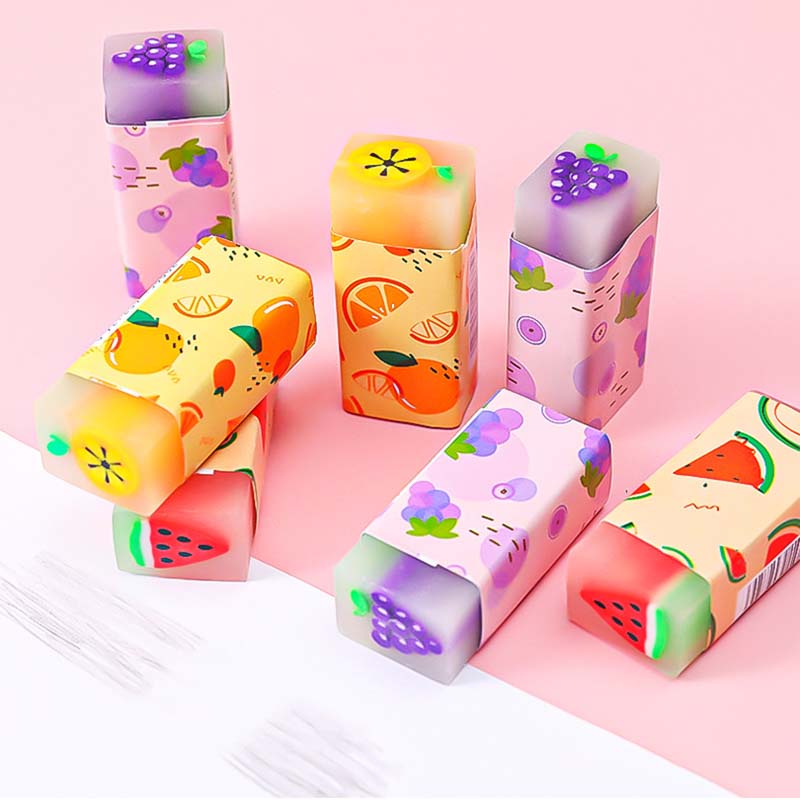 Gôm tẩy hình trái cây dễ thương, Cục tẩy bút chì đẹp xóa nhanh không độc hại.
