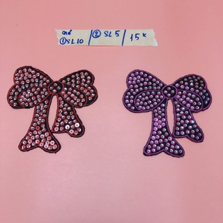 Hình thêu, sticker thêu nơ kim sa trang trí (Phụ liệu may vá trang trí quần áo may mặc, Handmade, DIY)