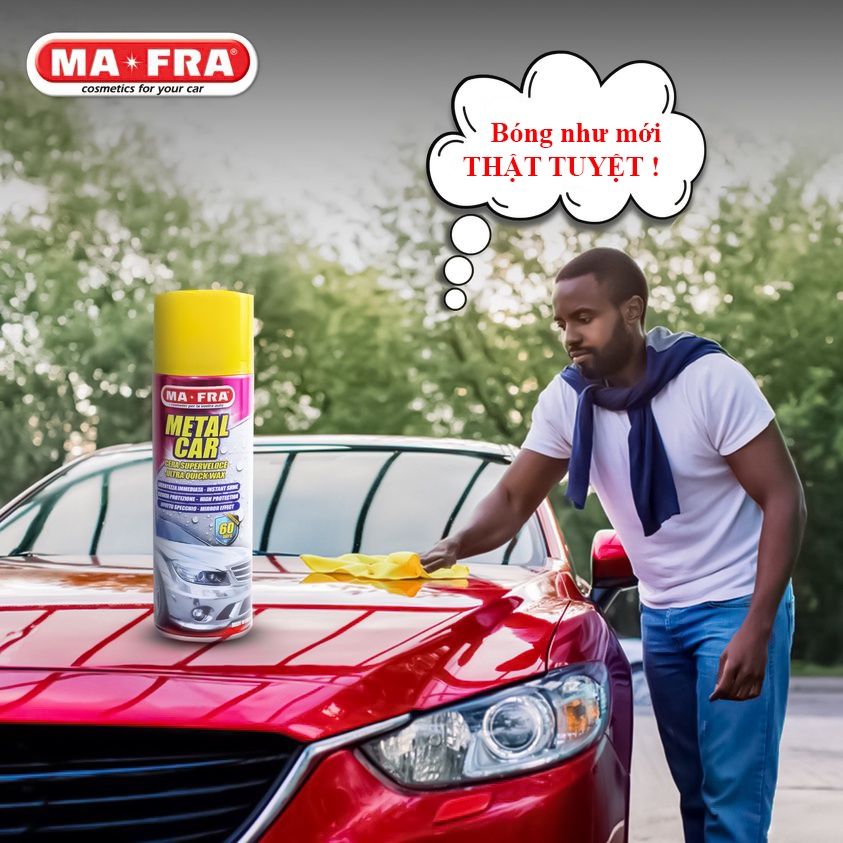 Dung dịch wax bóng bề mặt dạng xịt Mafra Metal Car - 500ml
