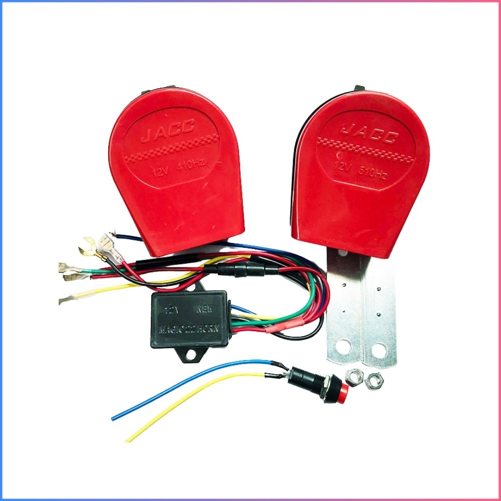 Còi Ngân 8 Tiếng Âm Thanh Cực Chất, Trọn bộ còi ngân HORN cho ô tô xe máy. Còi Ngân JACC- CNJ