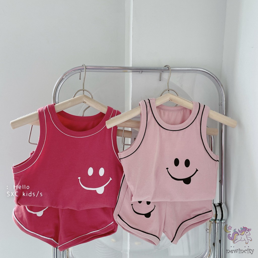 Set Áo 3 Lỗ In Hoạt Hình + Quần Short Kiểu Hàn Quốc Dễ Thương Cho Bé