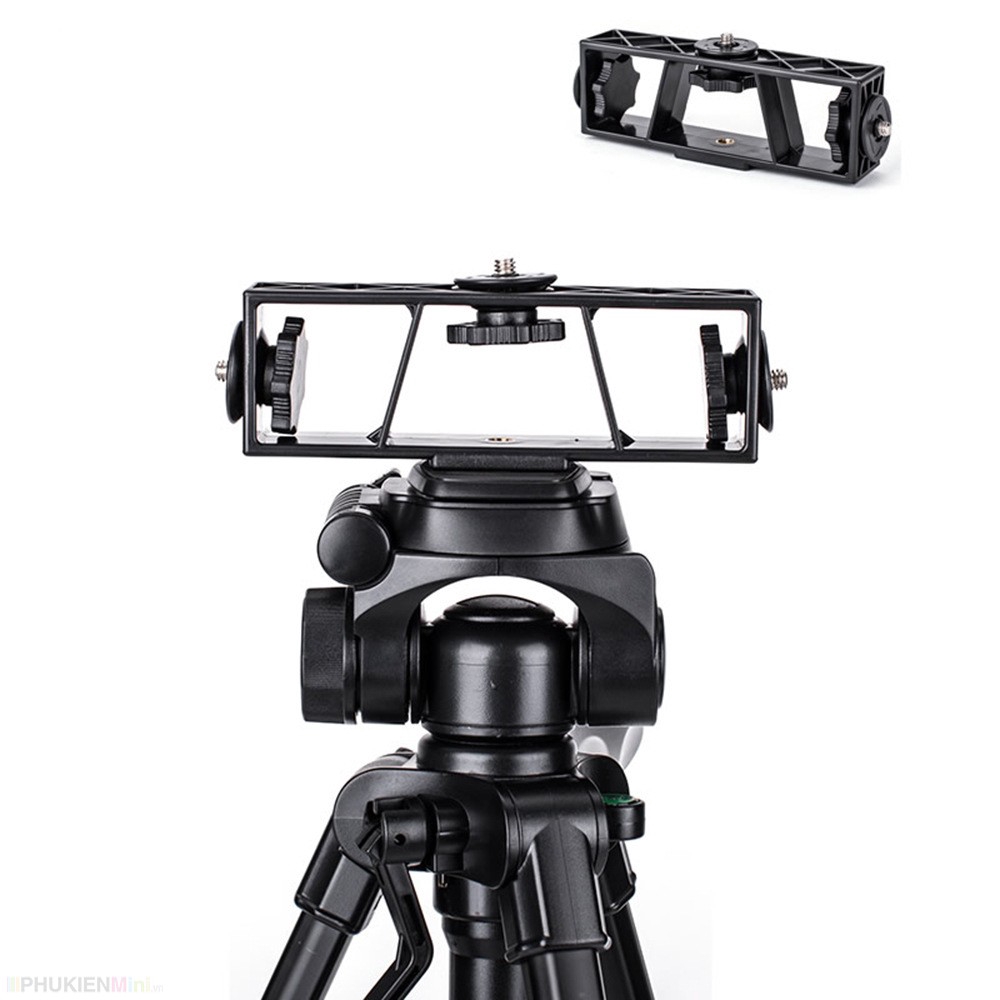 Phụ kiện giá đỡ, khung trụ lớn gắn nhiều điện thoại lên tripod, hỗ trợ livestream chuyên nghiệp nhiều máy cùng lúc