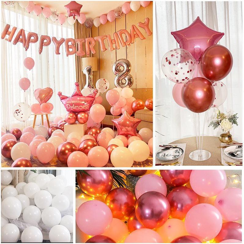 Set bong bóng trang trí sinh nhật siêu nhũ happy birthday cho bé trai bé gái người lớn đủ đồ phụ kiện