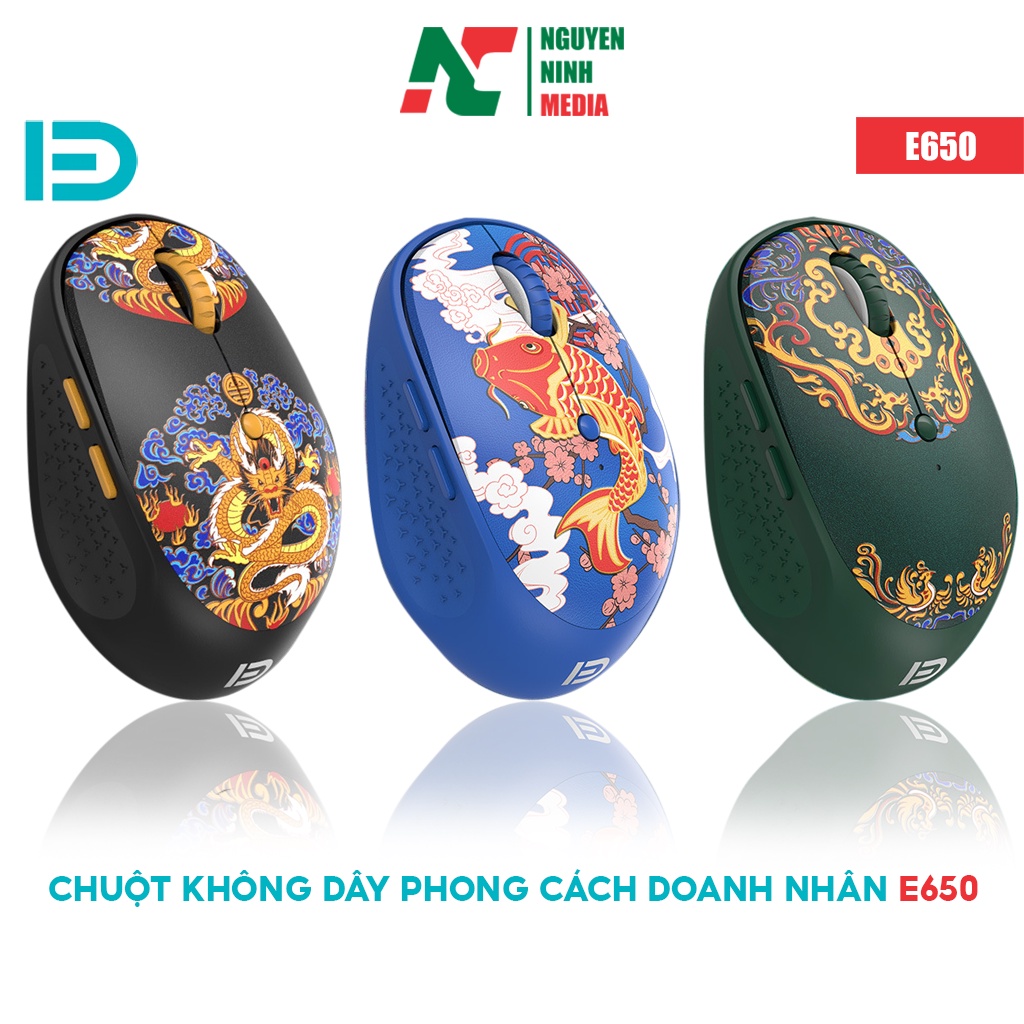 (Không Ồn) Chuột Không Dây Forter E650 Silent Mouse Họa Tiết Kute - Hàng Chính Hãng