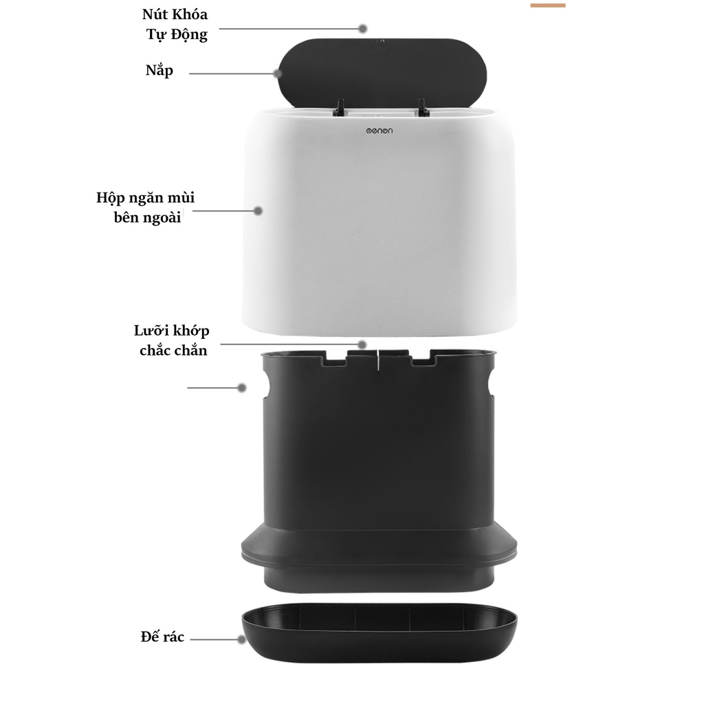 Thùng Rác Tự Động OENON, Sọt Rác Nhựa Văn Phòng Phân Loại Rác Cao Cấp, Thùng Rác Thông Minh