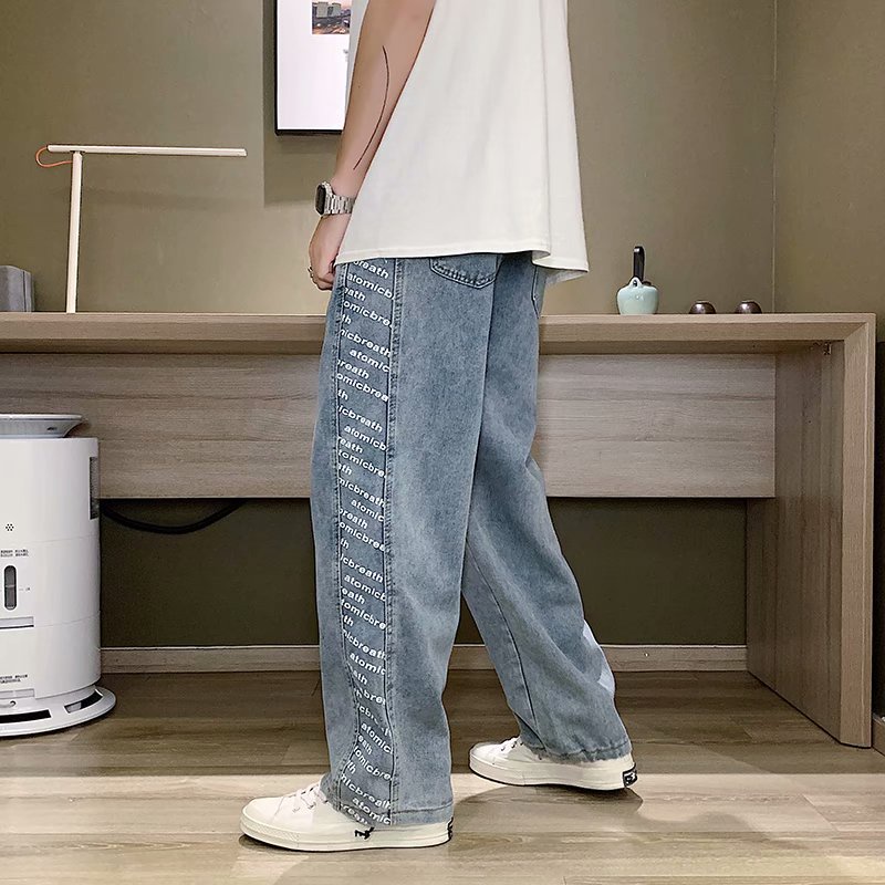 Quần Jeans dài ống rộng thời trang Retro cho nam