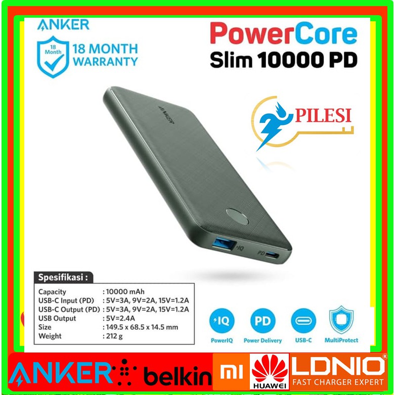 {Sỉ} Pin sạc Dự Phòng Anker PowerCore Slim 10000 PD - A1231 không box hàng chính hãng