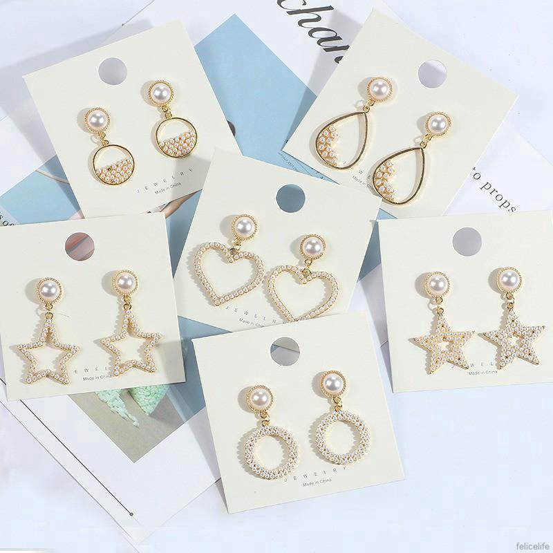 Khuyên tai đính ngọc trai nhân tạo phong cách Hàn Quốc