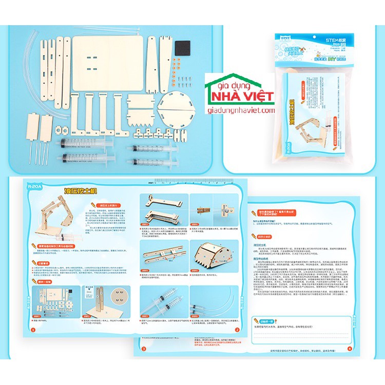 Bộ lắp ráp máy xúc thủy lực bằng gỗ