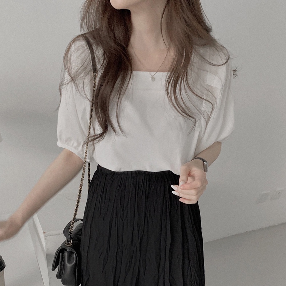 Áo sơ mi cổ vuông tay ngắn thời trang sành điệu mới 45594