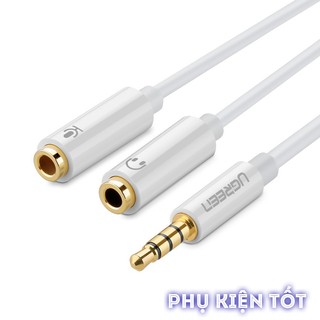 _cáp chuyển audio 3.5mm sang 1 đầu audio 3,5mm, 1 đầu microphone ugreen 10789