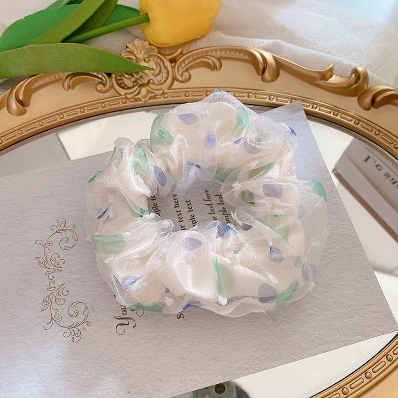 Dây cột tóc vải scrunchies chấm tròn siêu dễ thương DVC