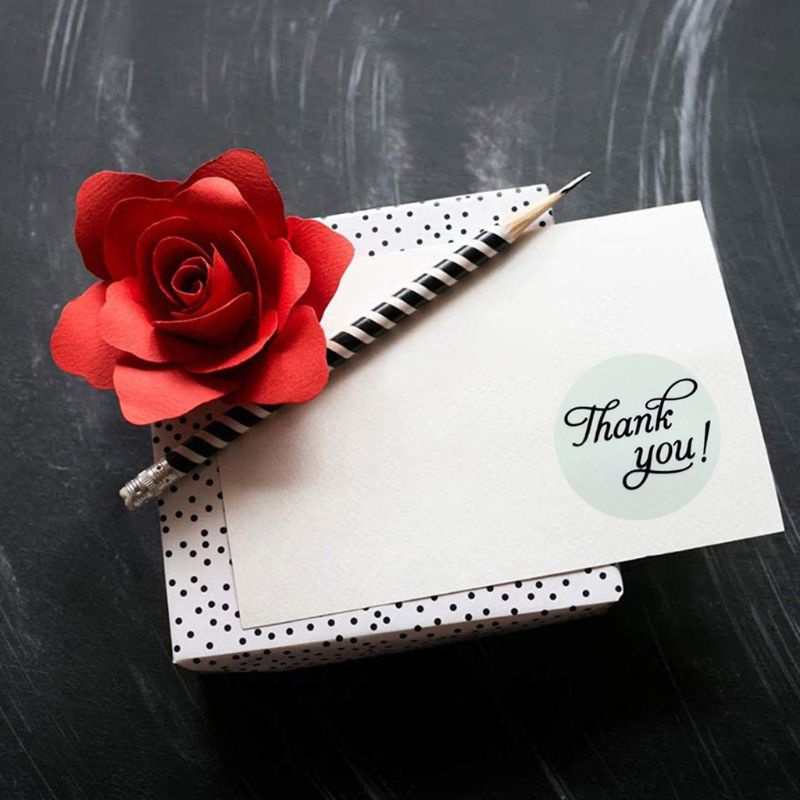 Cuộn 500 Nhãn Dán In Chữ Thank You Trang Trí Sổ Lưu Niệm