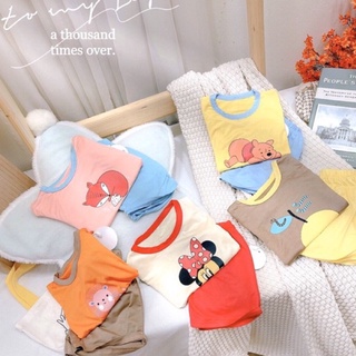 Set Bộ Cotton 4c Bé Trai Bé Gái In Hoạt Hình Size 8-20kg
