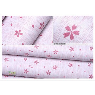 Cuộn 5M PVC giấy dán tường (có sẵn keo dán) - HOA 5 CÁNH NỀN TRẮNG HỒNG KT096