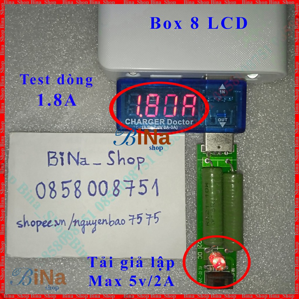 USB tester 7V 3A hiển thị điện áp và dòng tải