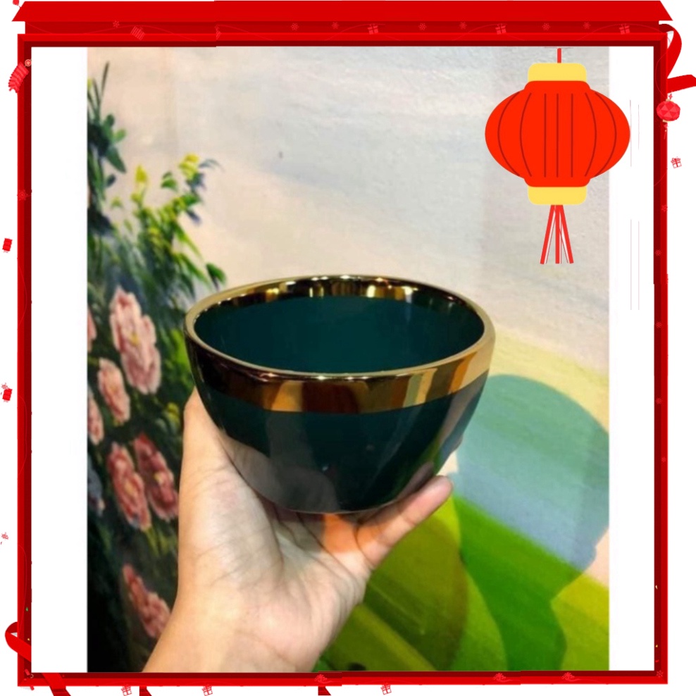 Bộ 6 Bát Sứ Viền Mạ Vàng Cao Cấp HAPPY LIFE Tặng Kèm Đũa 💖 SKT Mart