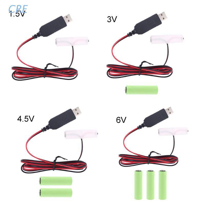 Bộ khử pin AA 2m CRE LR6 cáp cấp nguồn USB thay thế 1 đến 4 pin AA cho đài phát thanh đồng hồ đồ chơi điện dây đèn LED