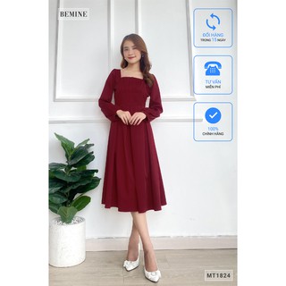Đầm tay dài nhún ngực BEMINE MT1824DO