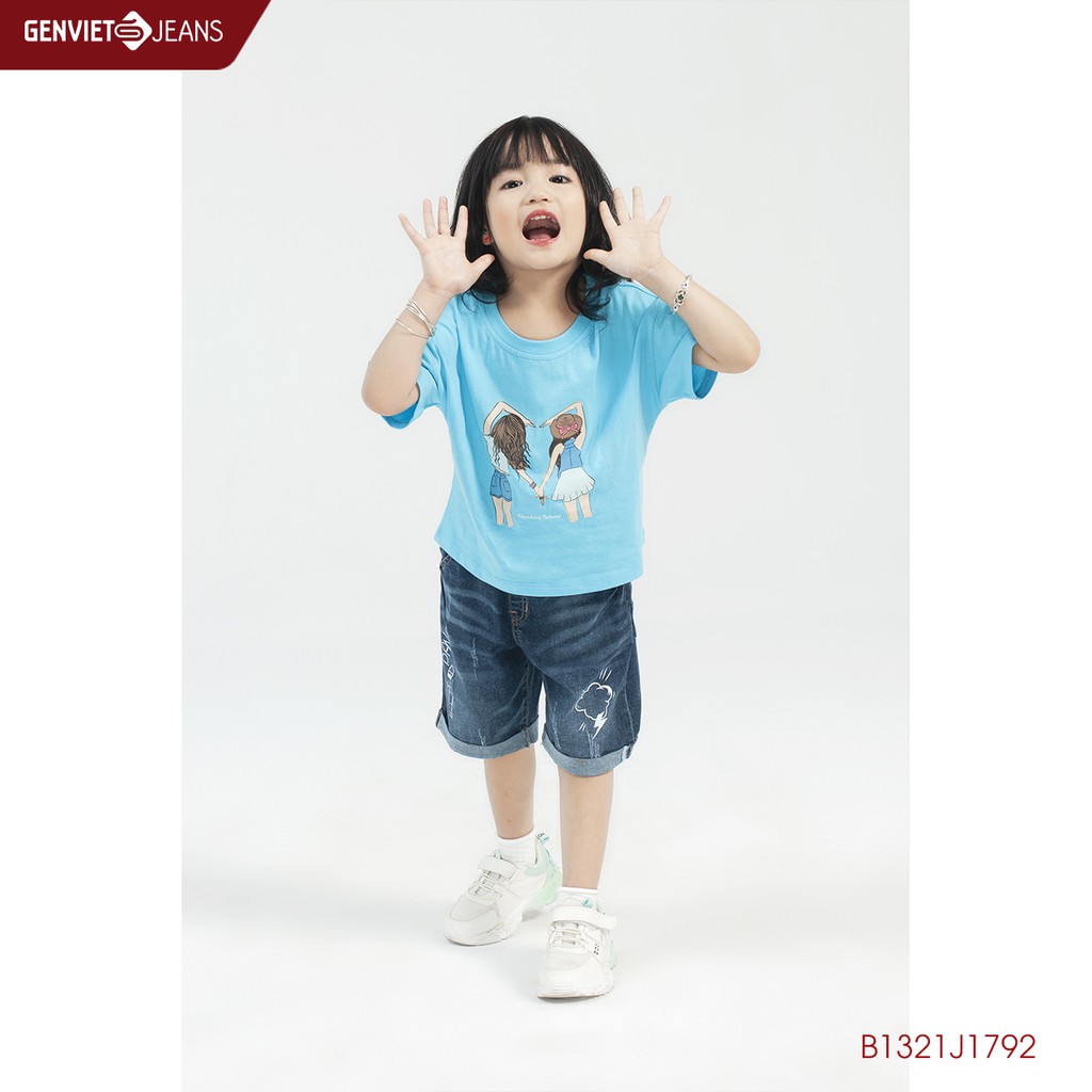 Quần ngố kid nữ họa tiết GENVIET B1321J1792